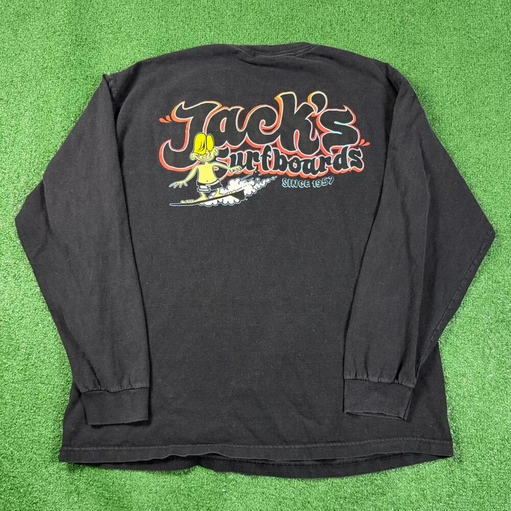 Jacks Surfboards Long Sleeve Tee Mens XL Black Graphic Surf Skate Y2K Logo
